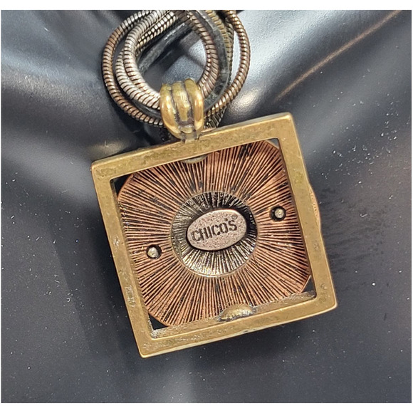 Chico’s Rope Necklace Silver Copper Gold With Stone Drop Pendant Gift for Her - Picture 4 of 6